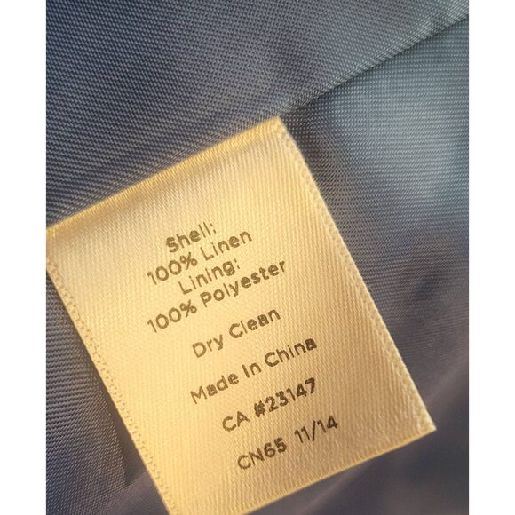 Talbots Blazer Jacket Women's 18 Blue Linen Collarless Open Bright - Picture 5 of 5